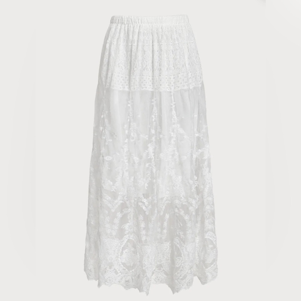 NWT - Elegant White Lace Maxi Skirt